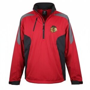 Chicago Blackhawks Quarter Zip Pullover Jacket Mens Size M Red Black Gray